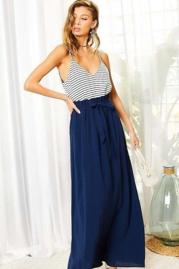 Short Sleeve Cami Sol Top Side Pocket Maxi Dress