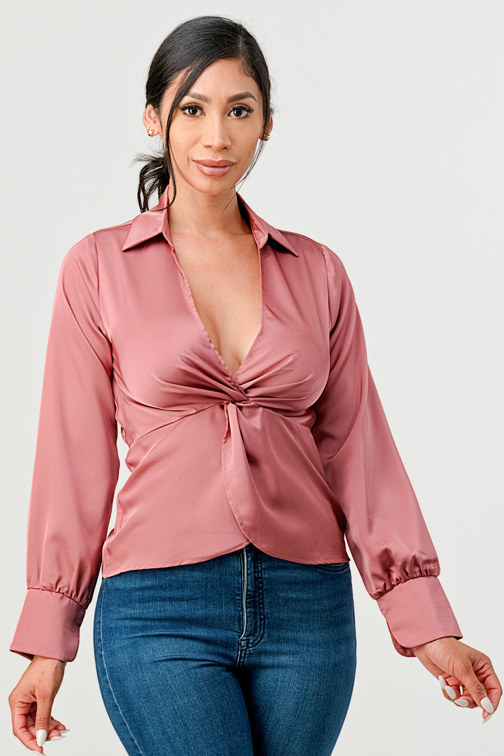 Collared Twisted Drapped Shirt