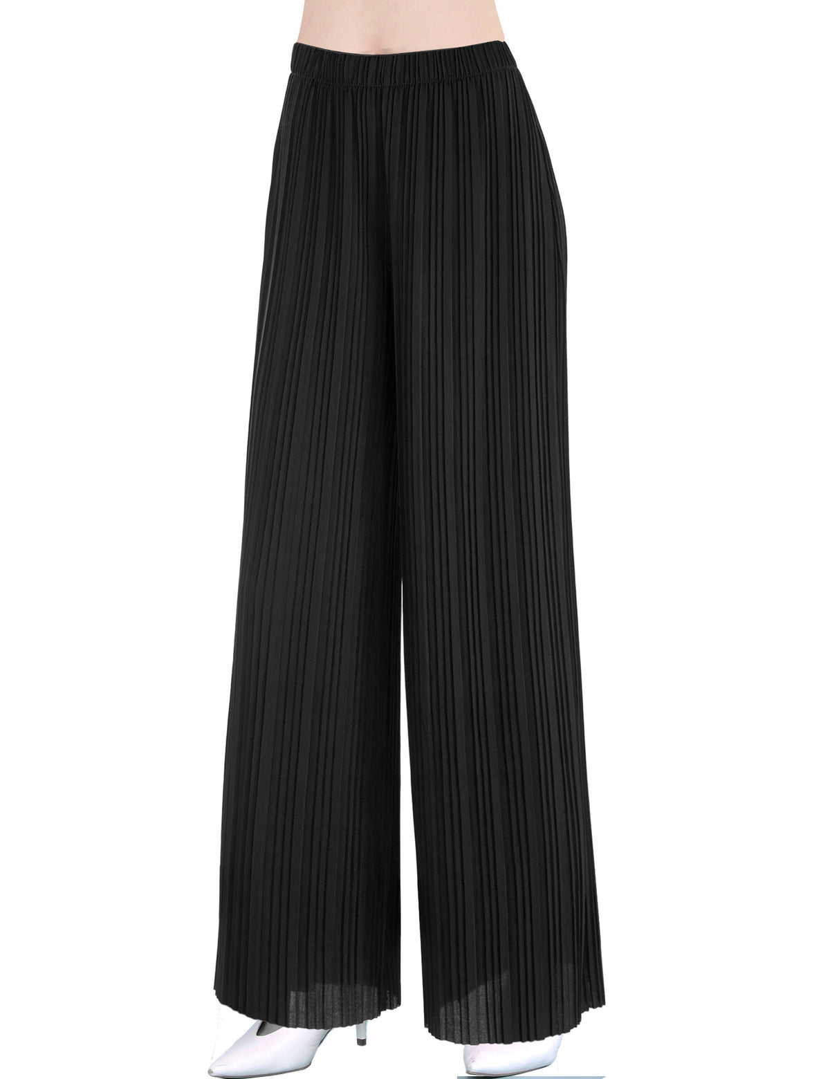 Vintage Style Pleated Wide Leg Pants with Elastic Waist Band-Made in USA