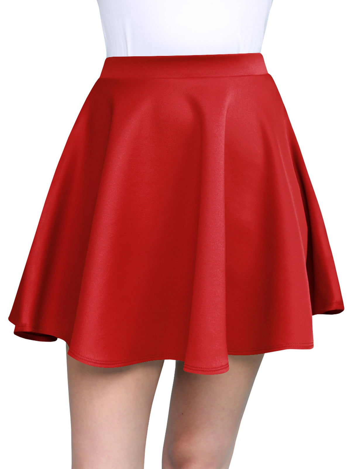 Basic Versatile Stretchy Flared Casual Cute Mini Skater Skirt