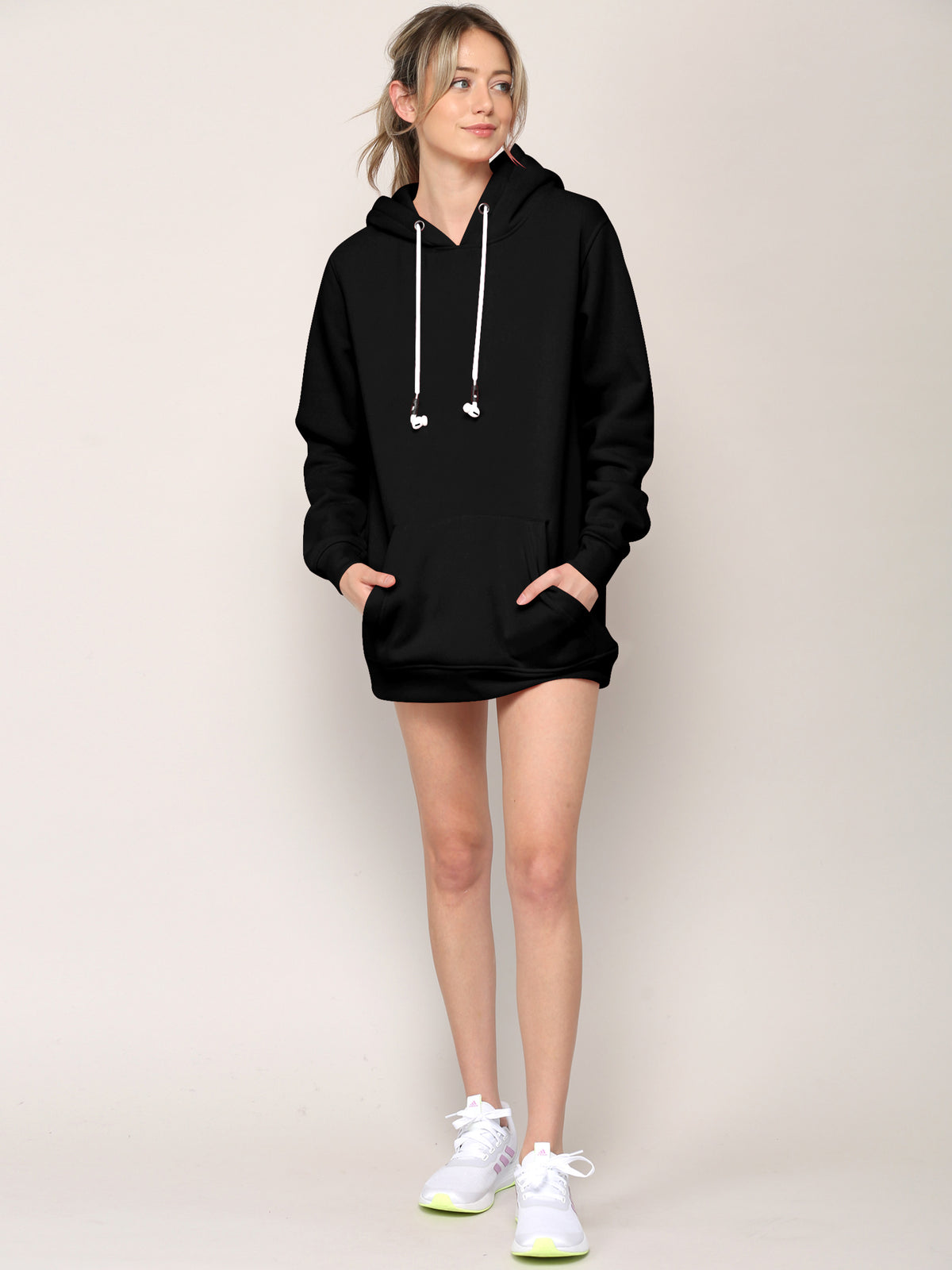 Solid Color Hoodie with Airpod Sheath Drawstring